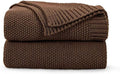 CozeCube Dark Brown Seed Stitch Throw Blanket 50"x60", Farmhouse Decor | Blanket by CozeCube
