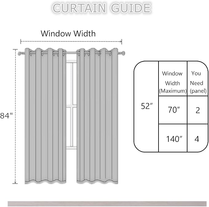Light Beige Blackout Curtains 52 x 84 Inch Long Beige Curtains Set of 2 Panels - Image 4