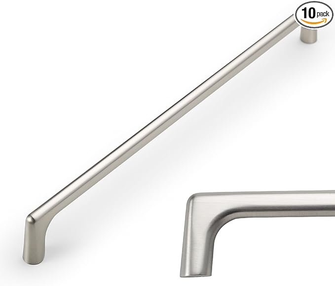 Amerdeco 10 Pack Brushed Satin Nickel Cabinet Pulls 10 Inch(256MM) Hole Centers Kitchen Cabinet Handles Hardware Kitchen Handles for Cabinets Cupboard Handles Drawer Pulls ZH0041