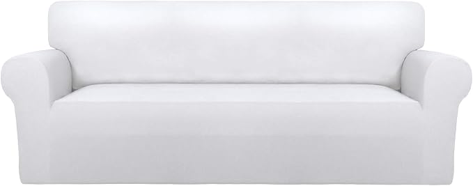 PureFit Stretch Oversized Couch Covers Fleece Sofa Slipcovers White | 1-Piece by PureFit
