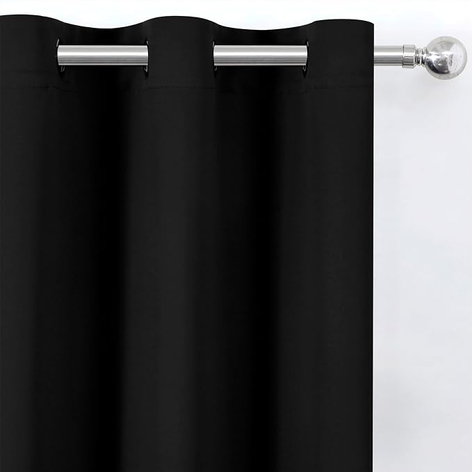 Blackout Curtains 52 x 90 Inch Long Black Curtains Set of 2 Panels Room - Image 6