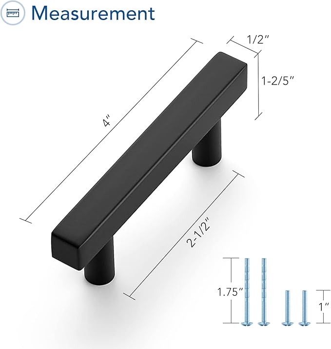 Ravinte Black Cabinet Handles 20 Pack 2-1/2 inch Matte Black Square Cabinet Pulls Kitchen Hardware 4 inch Overall Length Kitchen Drawer Pulls