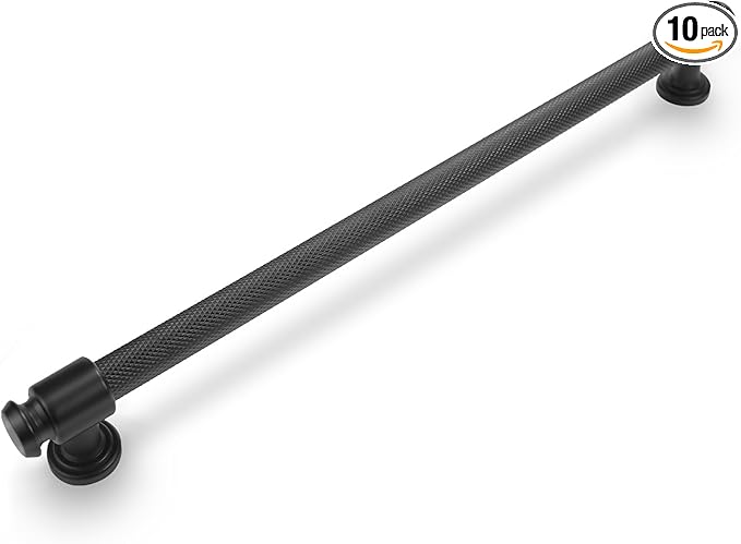 10 Pack 10 Inch (254mm) Matte Black Cabinet Handles and Drawer Pulls - Kitchen Hardware for Cabinets, Drawers, and Dressers
