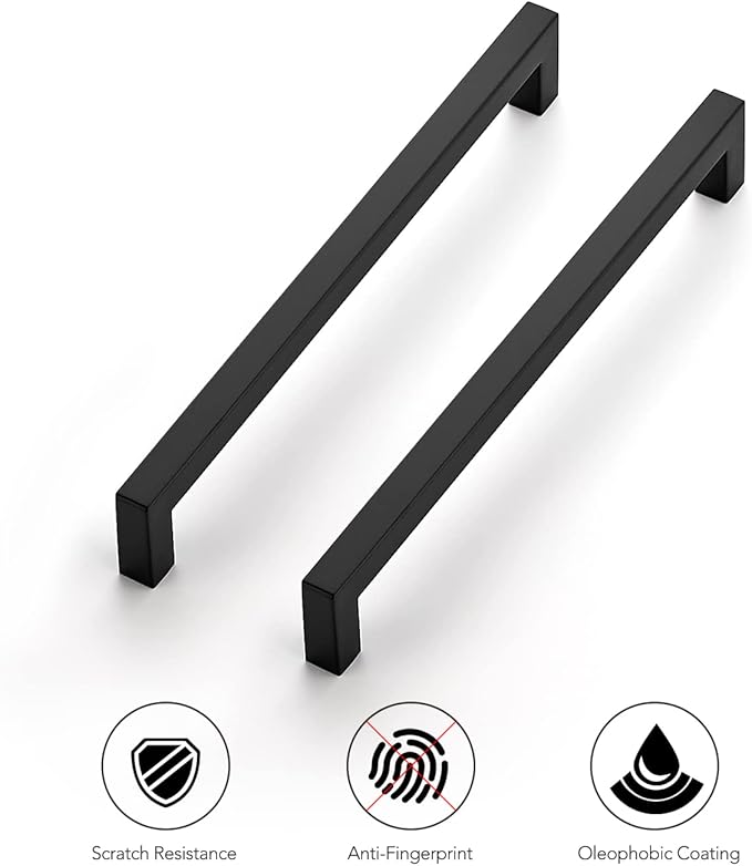 Ravinte 10 Pack 8-4/5 Inch Square Cabinet Handles - Matte Black Pulls for Kitchen Drawers and Cabinets - Hardware Handles