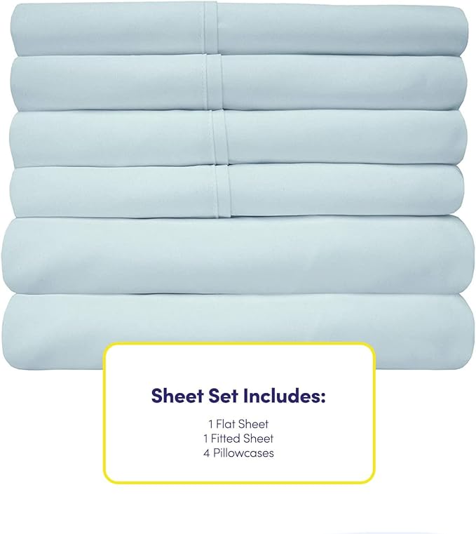 Full Size Bed Sheets - 6 Piece 1500 Supreme Collection Fine Brushed Microfiber Deep Pocket Full Sheet Set Bedding - 2 Extra Pillow Cases, Great Value, Full, Aqua