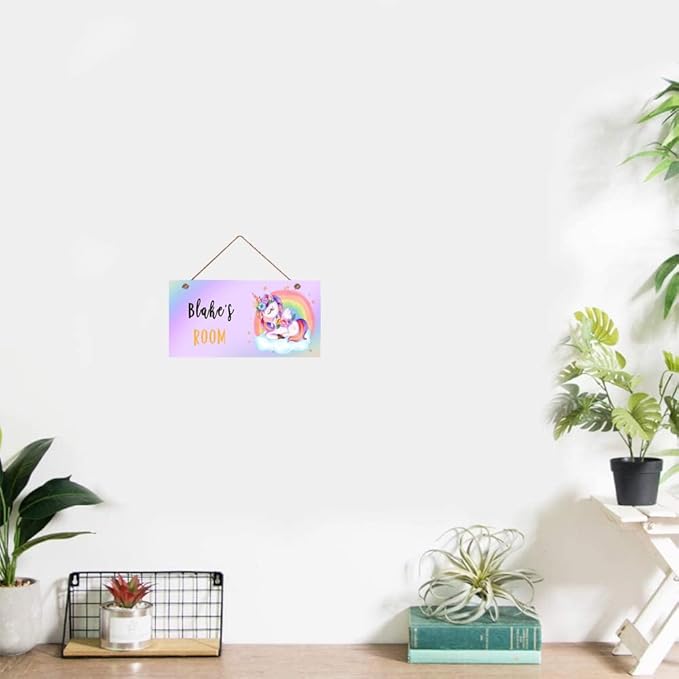 Personalized Signs Magic Unicorn Sign Rainbow Sign Wall Decor Decorations for Kids Room Nursery Baby Game Room Custom Name Sign For Girls Room Boys Bedroom