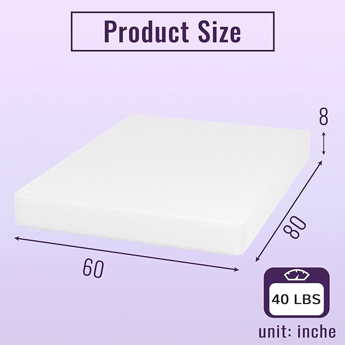 PayLessHere Memory Foam Mattress Cooling Gel Bamboo Charcoal Infused Mattress 8 inch Mattress CertiPUR-US Certified Breathable Bed Mattress Pressure Relief,Fiberglass Free,White Queen