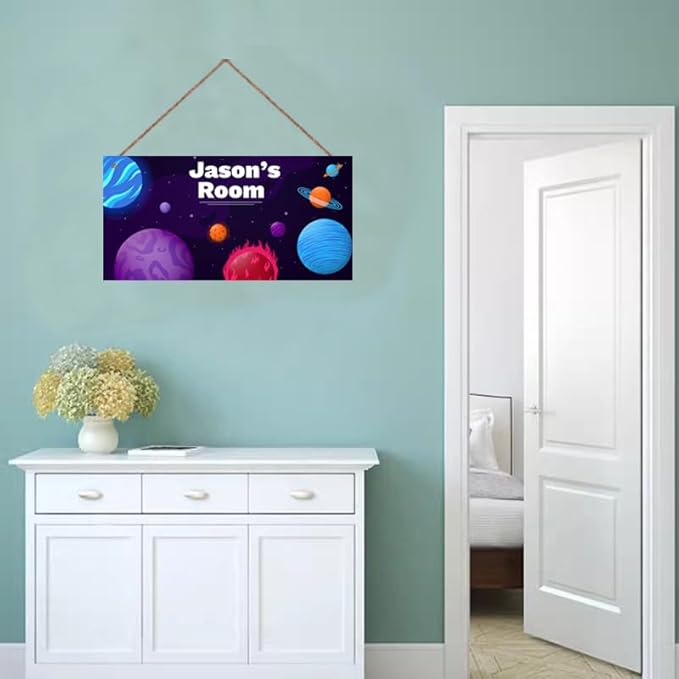 Personalized Sign Stars Sign Solar System Art Décor For Kids Room Custom Name Nursery Door Wall Decor, Outer Space Theme Art Plate For Boys Room Baby Girls Bedroom