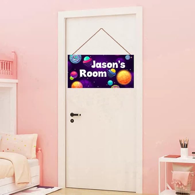 Personalized Stars Sign Customized Galaxy Art Decoration Exquisite Decorative Signs Custom Name for Nursery Kids Room Door Wall Art Decor Outer Space Themed Decor For Boys Room Little Man Cave