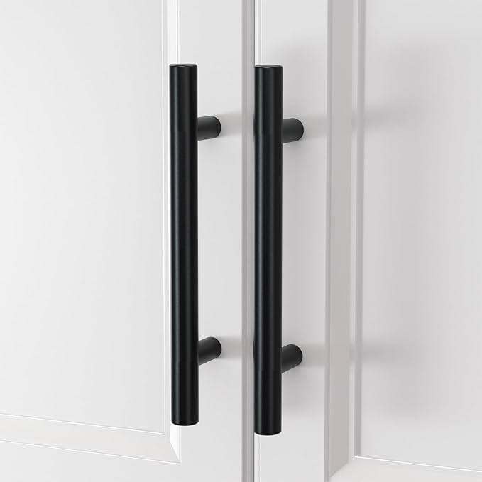 homdiy Black Cabinet Handles 10Pack 3inch Hole Center Kitchen Drawer Pulls and Knobs Stainless Steel Cabinet Hardware for Bathroom, Cupboard