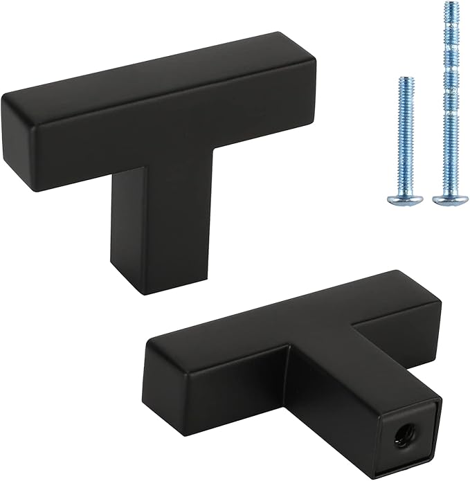 LONTAN 30 Pack Kitchen Cabinet Knobs Black Knobs for Dresser Drawers Sqaure Black Cabinet Hardware for Bathroom Cupboard,Stainless Steel