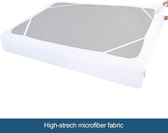 Box Spring Cover Full Size with Smooth and Elastic Woven Material, Alternates for Bed Skirt, Wrinkle & Fading Resistant, Washable, Dustproof, White, 2 Pack