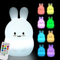 Large Rabbit Night Lights for Kids in Silicone, 9 Colors Baby Bedroom Lighting Children Bedside Table Lamps for Toddlers/Boys/Girls/Adults/Bedroom/Student/Elder/Bathroom/Outdoor - Large