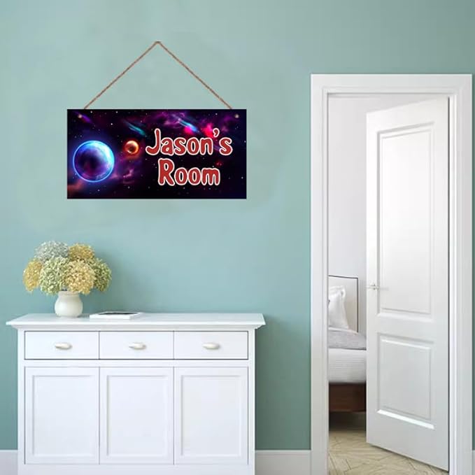 Personalized Sign Outer Space Room Décor Kids Room Decor, Universe Theme Little Man Cave Decor for Nursery, Stars Nursery Decor for Toddler Baby Boys Room Girls Bedroom