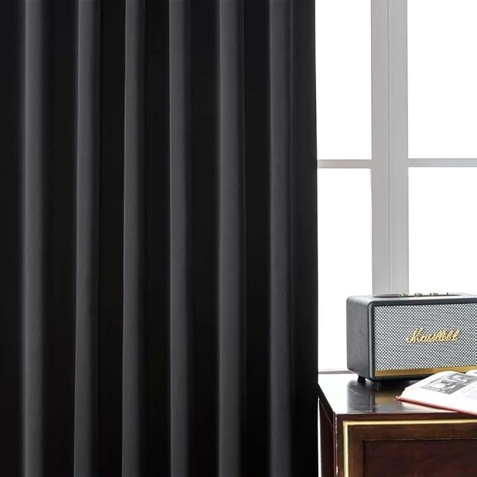 Joydeco 84 Inch Black Curtains 2 Panels Set, Room Darkening Drapes - Image 6