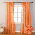MYSKY HOME Pom Pom Orange Sheer Curtains for Bedroom Girls Room 120 Inch Curtains for Nursery Kids Light Filtering Boho Window Drapes, Rod Pocket, 52" Wide, 2 Panels