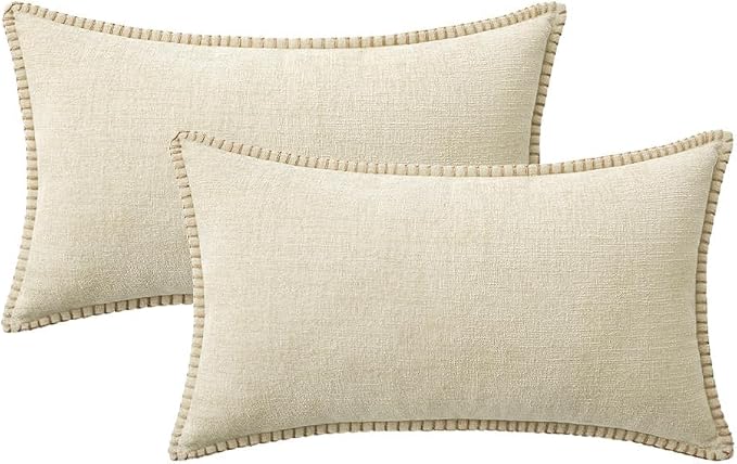 MIULEE Decorative Lumbar Throw Pillow Covers 12x20 Inch Cream White 2 Pack | - Image 8
