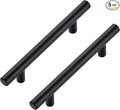 JOY DECOR 5 Pack Cabinet Handles, Black Cabinet Pulls, 3-3/4 in Hole Center Kitchen Hardware, Stainless Steel T Bar Handles for Dresser Drawers
