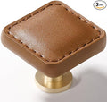 10 Pack Brown Leather Drawer Pulls Square Leather Handles Cabinet knobs for Kitchen Bathroom Cabinets Dressers Furniture Handles