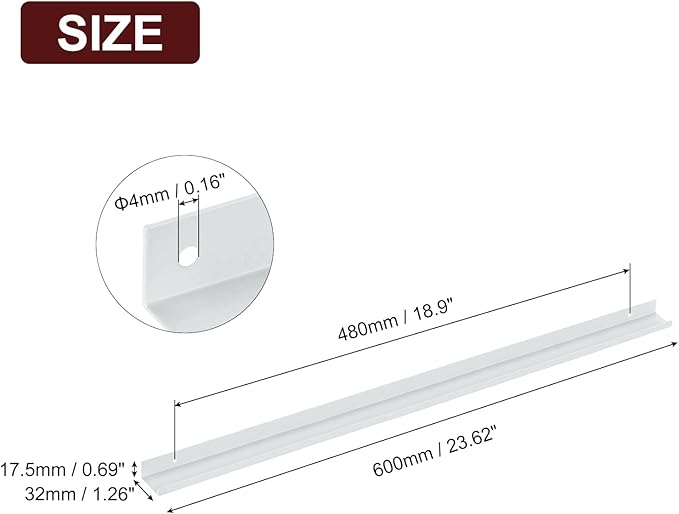 uxcell Cabinet Finger Edge Pull, 3pcs 600mm / 23.62" Aluminum Alloy Back Mount Hidden Cabinet Pulls Concealed Handle for Home Kitchen Drawer Cabinet, White