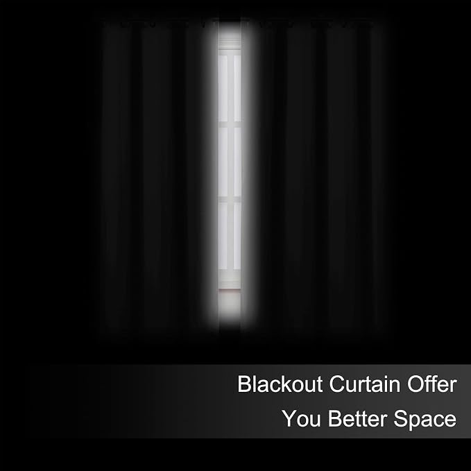 Blackout Curtains 66 x 54 Inch Long Light Grey Curtains Set of 2 Panels Room - Image 3