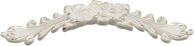 2Pcs Euro Rose Decorative Cabinet Pull Handles, Ivory White, Zinc Alloy, 5" Hole Center