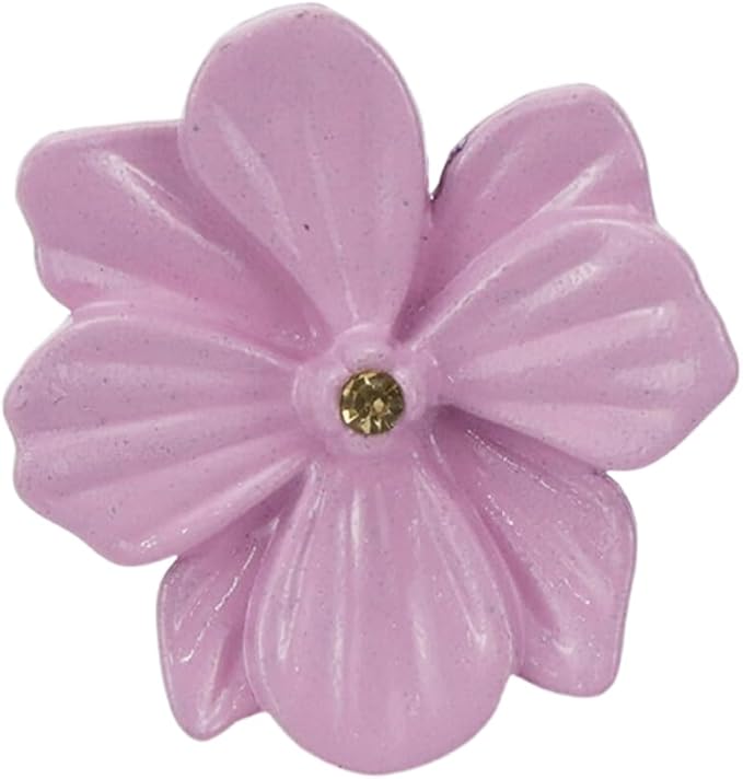 6Pcs Flower Shaped Drawer Knobs Single Hole Dresser Knobs Zinc Alloy Knobs, 1.57x0.83" Pink, with Mounting Screws