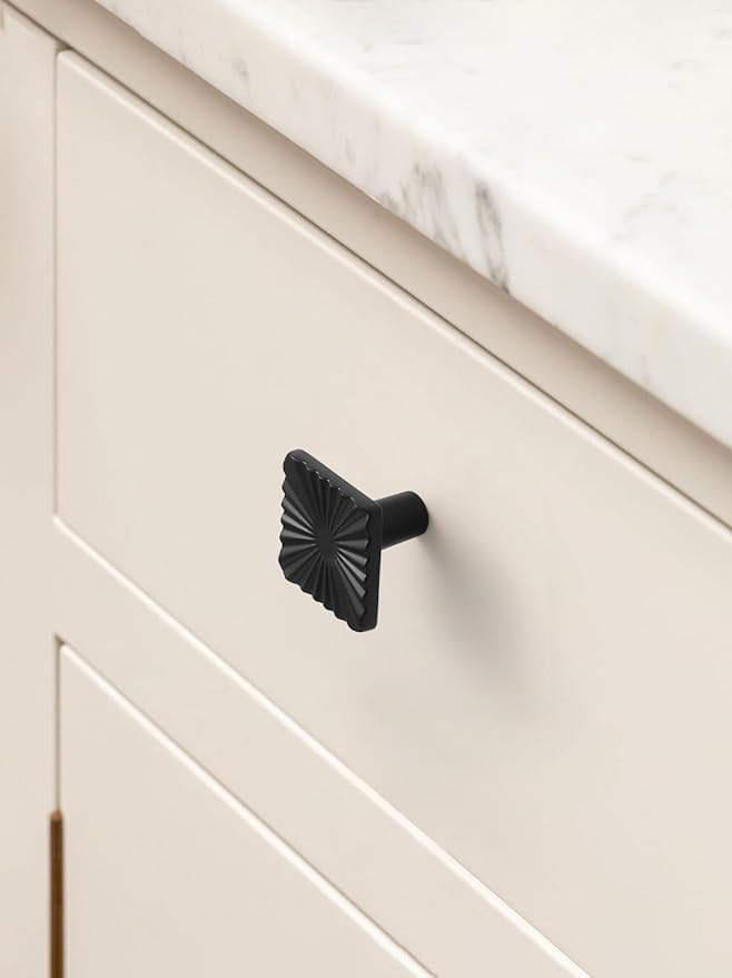 2 Pack Black Cabinet Knobs Square Drawer Pulls Bathroom Dresser Handles Hardware Zinc Alloy