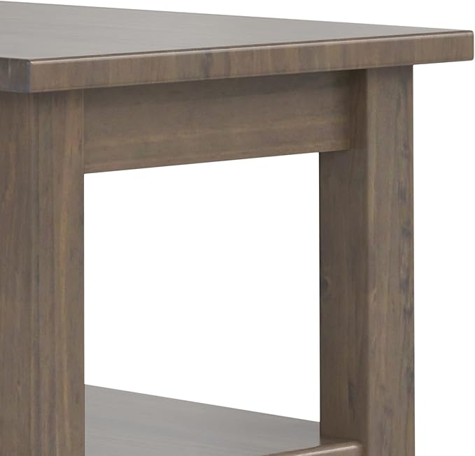 SIMPLIHOME Lev SOLID WOOD 14 Inch Wide Rectangle Transitional Narrow End Table in Smoky Brown, For the Living Room and Bedroom