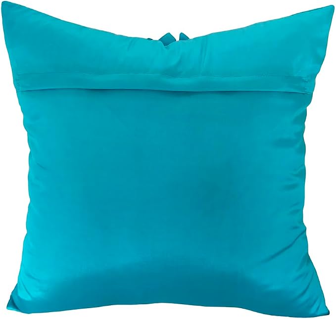 Teal Blue Accent Flower Decorative Throw Pillow Covers - Image 8