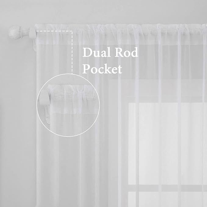 MIULEE 2 Panels White Sheer Curtains - Image 3