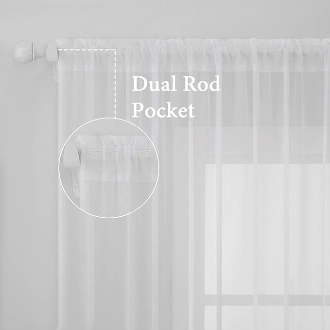 MIULEE 2 Panels White Sheer Curtains - Image 3