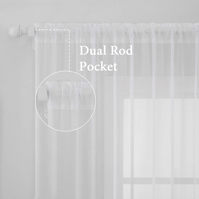 MIULEE 2 Panels White Sheer Curtains - Image 2