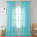 Aqua Sheer Curtains 96 Inches Long 2 Panels by OVZME