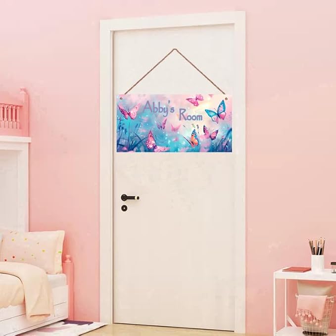Personalized Sign Butterfly Decor For Girls Room, Fantasy Themed Kids Bedroom Decor, Dreamy Painting Room Décor for Little Man Cave, Wall Decorations For Girls Room Nursery Baby Playroom