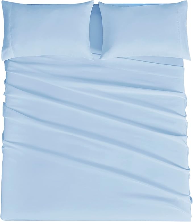 Mejoroom Full Size Sheet Sets - 16 Inches Deep Pocket Bed Sheets & Pillowcase Sets - 1800 Collection Microfiber Bed Sheet Set - Extra Soft, Fade & Wrinkle Resistant - 4 Piece(Full,Light Blue)
