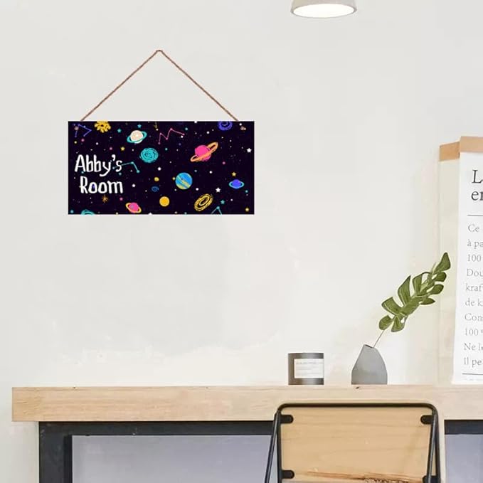 Personalized Sign Outer Space Theme Art Décor For Kids Room Custom Name Universe Star Door Wall Decor For Little Man Cave, Starry Sky Nursery Art Plate For Boys Room Girls Bedroom