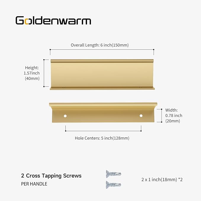 goldenwarm 30 Pack Gold Finger Edge Pulls Drawer Finger Pulls Champagne Gold Kitchen Hardware Handles Bedroom Dresser Drawers,5in Hole Center
