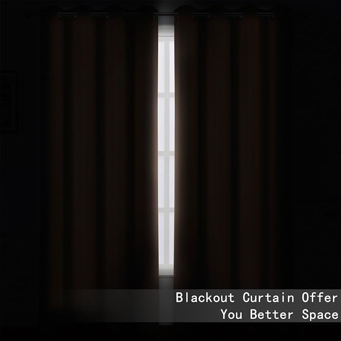 Blackout Curtains 52 x 90 Inch Long Cappuccino Curtains Set of 2 Panels Room - Image 3