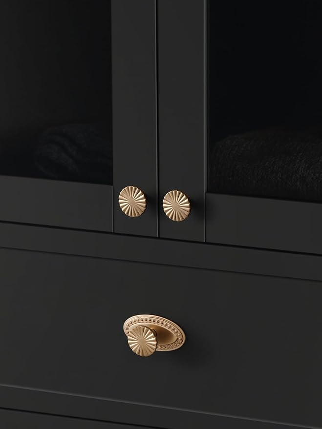 2 Pack Champagne Bronze Cabinet Knobs Flat Drawer Pulls Kitchen Cupboard Bathroom Dresser Cabinet Hardware Handles Zinc Alloy