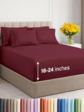 Extra Deep King Sheet Set - 6 Piece Breathable & Cooling Sheets - Hotel Luxury Bed Sheets Set - Easy & Secure Fit - Soft, Wrinkle Free & Comfy Sheets Set - Burgundy Sheet Set with Extra Deep Pockets