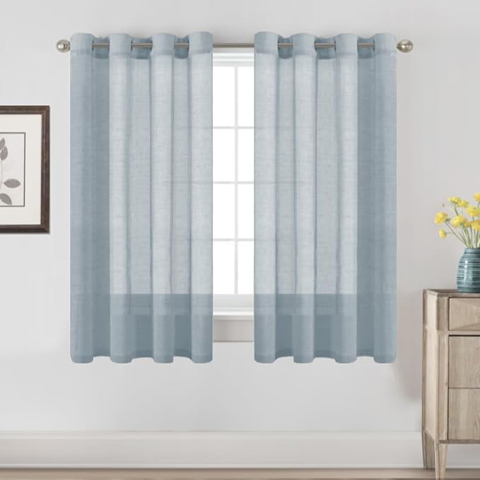 H.VERSAILTEX Natural Linen Semi Sheer Curtains Soft Semi Sheer Curtain Panels by HVERSAILTEX