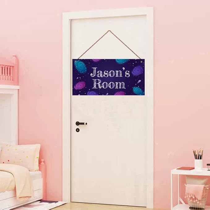 Personalized Galaxy Sign Custom Name Universe Wall Art Decoration Exquisite Decorative Signs for Kids Room Door Decor Outer Space Themed Nursery Decor For Boys Room Girls Bedroom