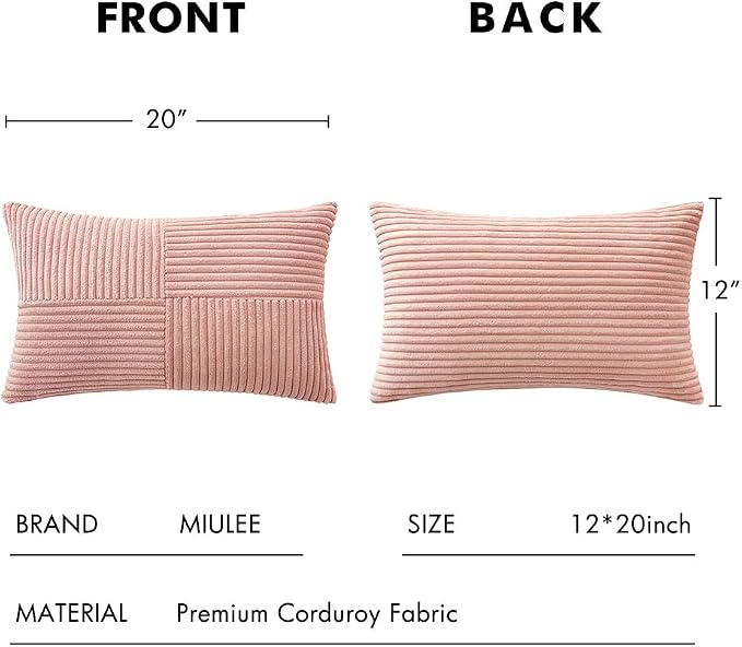MIULEE Pink Decorative Lumbar Throw Pillow Covers 12x20 Inch 2 Pack | Boho - Image 6
