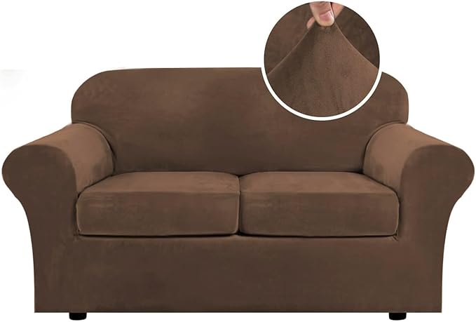 H.VERSAILTEX Real Velvet Plush 3 Piece Stretch Sofa Covers Couch Covers by HVERSAILTEX