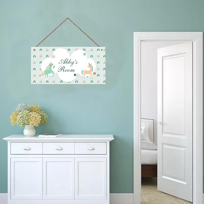 Personalized Sign Magical Unicorn Sign Unicorn Themed Kids Room Custom Name Door Wall Decor Floral Nursery Art Plate For Boys Room Girls Bedroom Little Man Cave