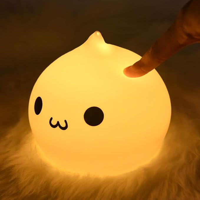 ZKLiLi Night Light for Kids, Cute Lamp Dumpling Light Birthday Gifts for Girls Boys, Kawaii Nightlight Silicone Portable Nursery Battery Powered Animal Night Lights for Baby Toddler Teen Bedrooms