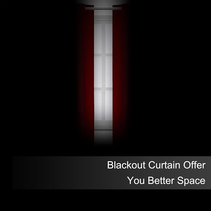 Blackout Curtains 66 x 72 Inch Long Red Curtains Set of 2 Panels Room Darkening - Image 3