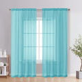 Aqua Sheer Curtains 72 Inches Long 2 Panels by OVZME