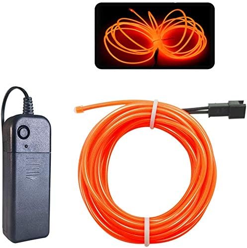MaxLax EL Wire Orange, 32.8ft/10m Portable Battery Pack Neon Light Strip 360° Cuttable Glowing Rope Lights for Parties, Halloween, DIY Decoration